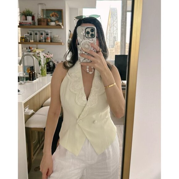 REFORMATION Primrose Vest in Cream Size US 6 NWT - Picture 3 of 11